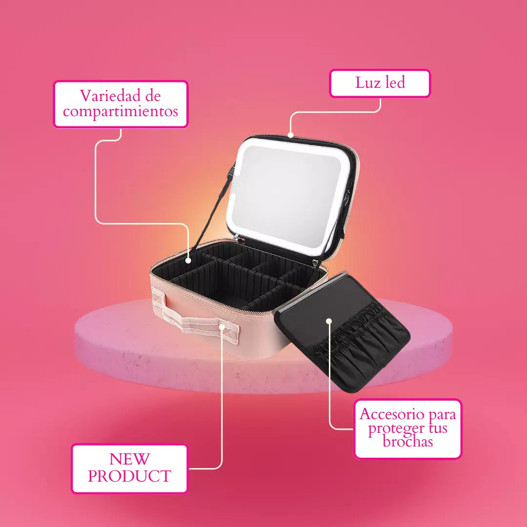 💄Tocador Portátil con Espejo y Luz