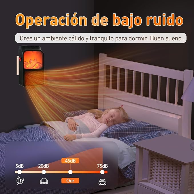 🔥Calefactor Eléctrico Portátil 1000W Efecto Llama