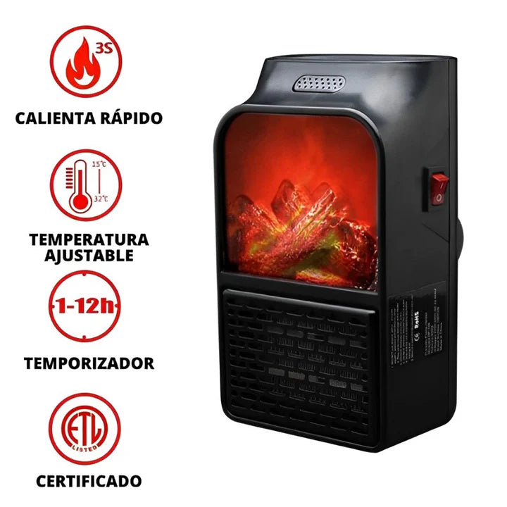 🔥Calefactor Eléctrico Portátil 1000W Efecto Llama